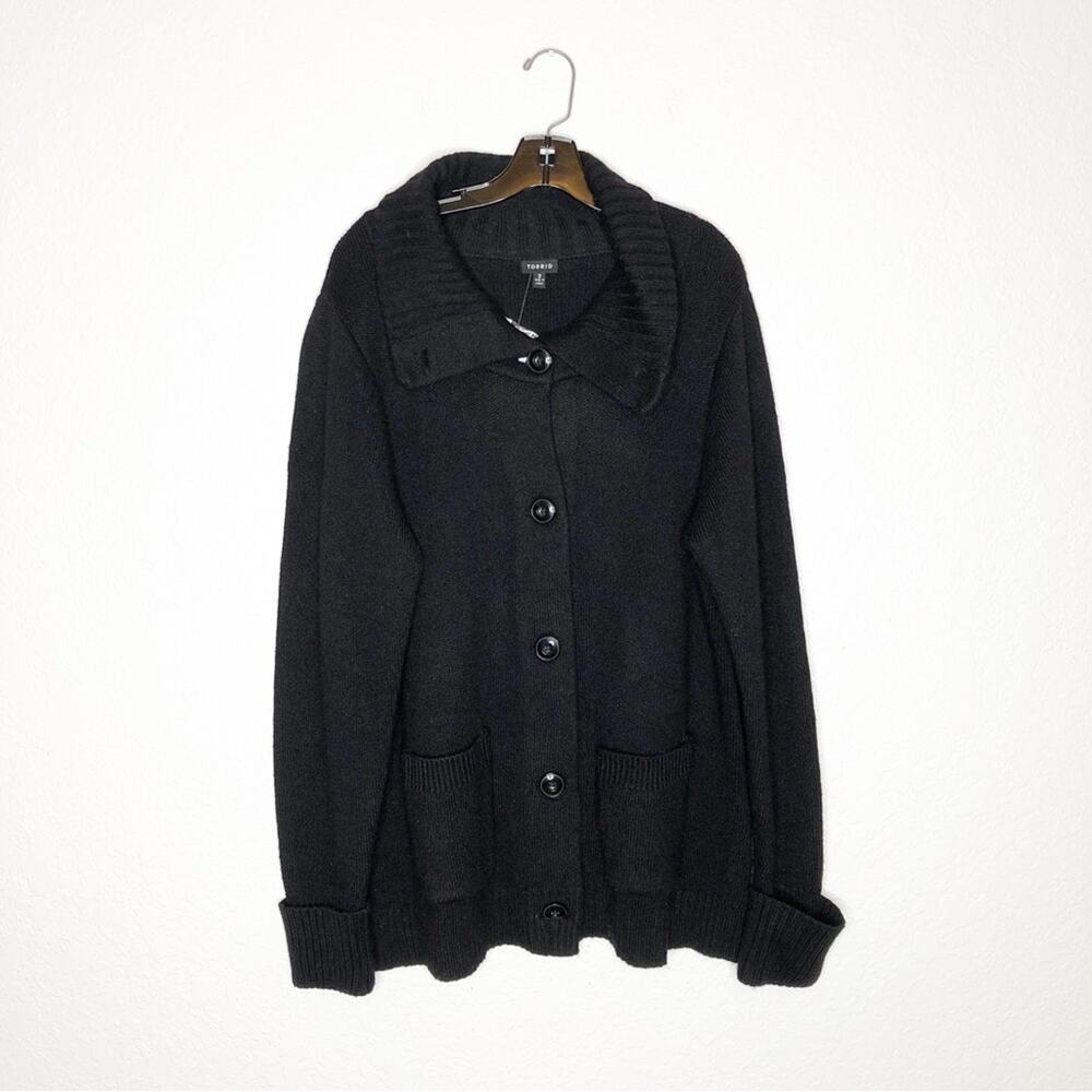 Torrid sweater coat womens plus 3X NEW black wool button heavy warm cozy classic